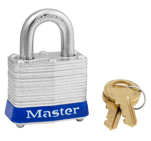 Masterlock 3BLU Blue Laminated Steel Safety Padlock, 1-9/16in (40MM) Wide, 3/4 (19MM) Shackle Height